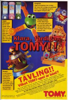 Reklam för olika brädspel från TOMY