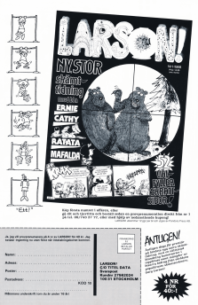 Reklam för möjligheten att prenumerera på tidningen Larson!