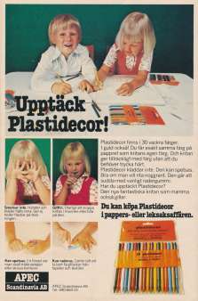Reklam för Plastidecor färgpennor 