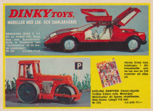 Reklam för två nya modeller från Dinky Toys - en Mercedes och en vägvält