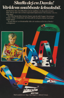 Reklam för bilbanan Darda och Darda-Drom