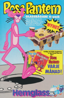 Reklam för glassbägare med Rosa Pantern från Hemglass