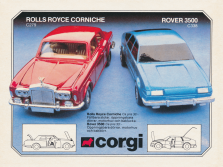 Annons med två nya leksaksbilar från Corgi Toys