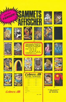 Reklam för företaget Cobrex AB som säljer sammetsaffischer