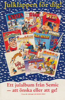 Reklam för olika seriealbum som kommer ut i julhandeln 1988