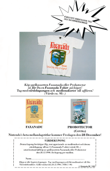 Reklam för Nintendo-spelen Faxanadu och Probotector