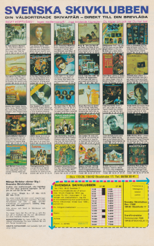 Reklam för försäljning av skivor på postorder via Svenska Skivklubben