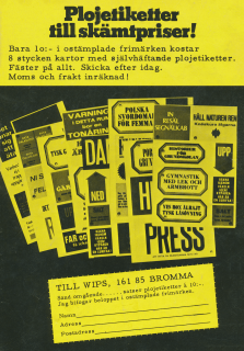 Reklam för klistermärken från Wips