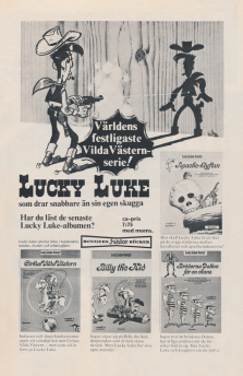 Reklam för seriealbum med cowboyen Lucky Luke
