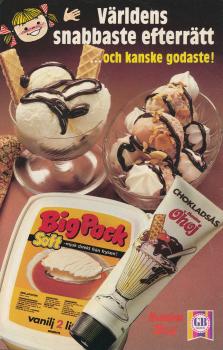 Reklambild med glass och chokladsås från Marabou och GB Glace