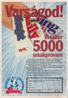 Reklam för de nya godisbitarna DAILY, SWING och NOUGAT.