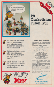 Tävlingsreklam där man kan vinna leksaksfigurer från serierna om Asterix