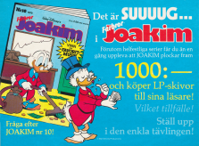 Reklam för tidningen Farbror Joakim som utlovar LP-skivor i en tävling