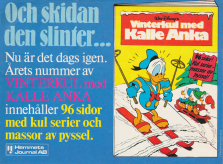 Reklam för tidningen Vinterkul med Kalle Anka från Walt Disney
