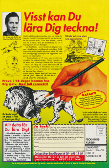 Annons för Teckningskursen där Åke Skiöld gör reklam för sitt teckningspaket