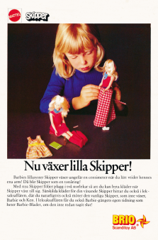Reklam för dockan Skipper som kan komma in i tonåren om du vrider på armarna