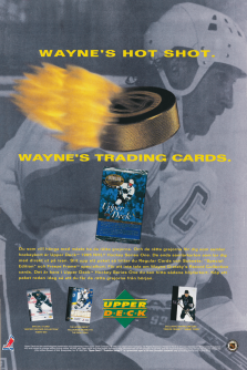 Reklam för samlarkort med hockeymotiv från Upper deck