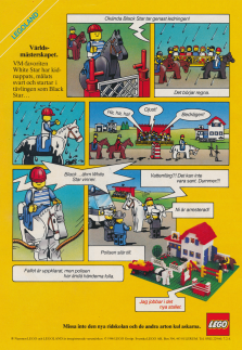 Reklam i serieformat för LEGO och arton nya byggsatser som släppts året 1986