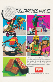 Reklam för godisbiten Yankie från Toms