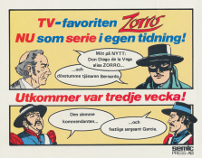 Reklam för serietidningen Zorro som är aktuell på TV