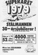Reklam för Stålmannens superår 1979, året då han fyller 30 år som serietidning i Sverige