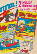 Reklam för två serietidningar, Pelle Svanslös och Billy Bäver