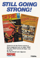 Reklam för Seriemagasinet som informerar att den minsann getts ut sedan 1948