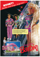Reklam för dockan Barbie med en liten bild på Barbie Magic house