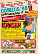 Reklam för Comics '88, en del av Bok- och Biblioteksmässan 1988