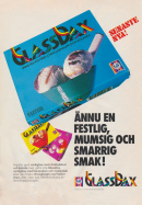 Reklam för enliterförpackningen Glassdax från GB Glass, tre olika varianter