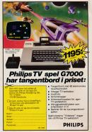 Reklam för spelkonsollen Philips G7000 med en stiliserad bild av ett rymdskepp
