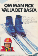 Reklam för skidpjäxor från Dynastar med en bild på två pjäxor som sitter fast i ett par slalomskidor