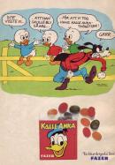 Reklamannons för Fazers tablettask Kalle Anka med en liten seriestripp med Knattarna och Långben