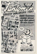 Reklam i svartvitt för Fantomen och påhittet att ha en samlarserie som väl ihopsamlat blir ett nytt Fantomenäventyr