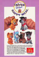 Reklam för målet Happy Meal från McDonald's med figurer från filmen Oliver & Gänget