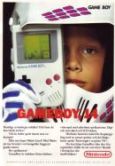 Annons för Nintendos nya bärbara videospel med utbytbara kassetter: GameBoy