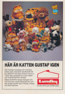 Reklam för mjukisdjur i form av katten Gustaf