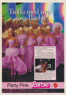 Annons för Barbie och hennes nya klänning, samt reklam för att man kan bege sig till leksaksaffären och få en hologrambild med Barbie