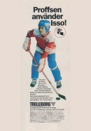 Reklam för Isso isoleringsband, den svarta tejp som man kan linda in nederdelen av ishockeyklubban för bättre grepp