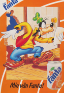 Reklam för drycken Fanta med Långberg i fokus