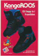Reklam för två modeller av skor, av märket Kangaroos