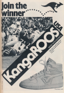 Reklam för skon Kangaroos som har en liten ficka på dojjan