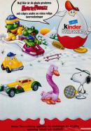 Reklam för Kinder-ägg de lyfter fram den nya leksaksserien Frosty Frogzz