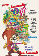 Reklam för Skara Sommarland, en illustration över parken och dess aktiviteter