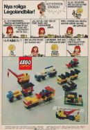 Reklam med en liten seriestripp som reklam för nya leksaksmodeller från Lego System