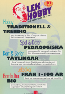 Reklam för Lek- och Hobbymässan som gick av stapeln 1995 och då firade tioårsjubileum