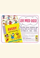 Annons för leksetiketter från Avery med motiv från Disney
