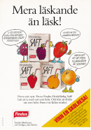 Annons för drickfärdig saft från Findus i lagom stor tetrapak