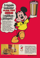 Reklam för Mazetti chokladdryck med Musse Pigg på omslaget