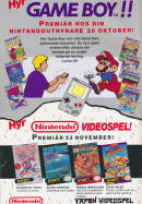 Annons för möjligheten att hyra Nintendospel och vilka nyheter som kommit månaden november 1990